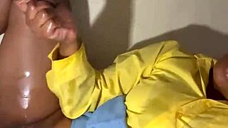 i milk monster cock on desk spurting cum over lactating tits