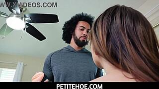 James Angel grabs petite maid Honey Hayes for intense blowjob pussy fuck and tit play he craves so bad