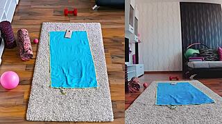 Watch this curvy milf's wet ass worship yoga workout spreading huge cheeks naked