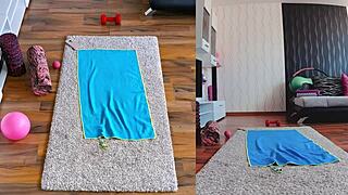 Watch this curvy milf's wet ass worship yoga workout spreading huge cheeks naked