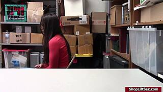 lilly hall sneaks shop items but gets caught and pussy pounded by security