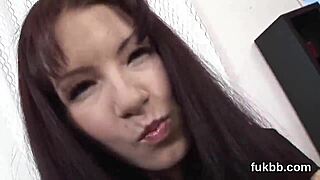 Slutty Babe Undresses Opens Gaping Slit for Hardcore Dildo Thrusts