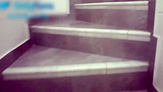 curvy bbw in miniskirt gets dominated hard on stairs by lover