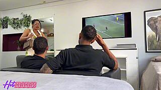 hey you two turn off tv and fuck my milf pussy hard already!