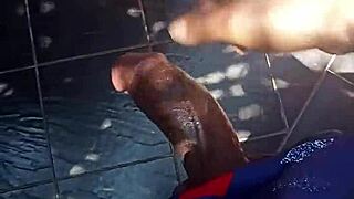 guy casually strokes his throbbing cock outdoors feeling the breeze on his balls