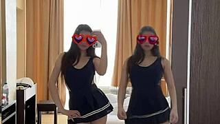 Cute Brunette TikTok Dance Small Tits Pussy Thong