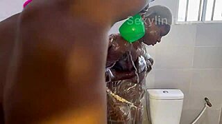 Girlfriend and boyfriend get steamy in the bathroom bath fucking passionately together