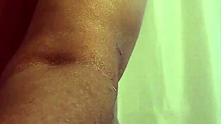 She gets horny in bathroom before stepping into shower