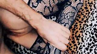 beautiful wife in fishnets takes anal close up!