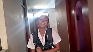 first day of class i find her prof videos and fuck her shaved pussy to learn