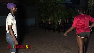 oiled ebony neighbor with huge natural tits and big ass gets fucked hard up close