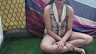 desi saraa bends for tight ass anal and pussy fucking closeup with naughty hindi moans