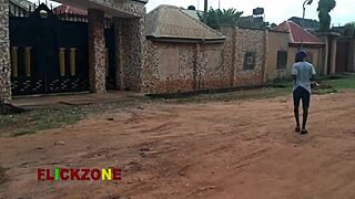 oiled ebony neighbor with huge natural tits and big ass gets fucked hard up close