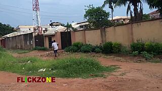 oiled ebony neighbor with huge natural tits and big ass gets fucked hard up close