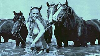 Vintage hairy pussy exposed outdoors stirring deep nostalgic outdoor urges and retro thrills