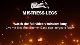 Mistress's beautiful feet tease in tights close-up