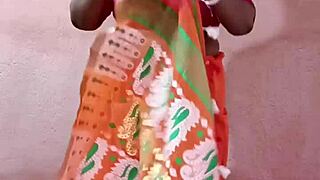 Curvy BBW Brunette Stuns in Elegant Traditional Saree Pose