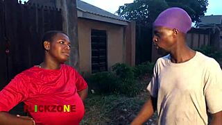 oiled ebony neighbor with huge natural tits and big ass gets fucked hard up close