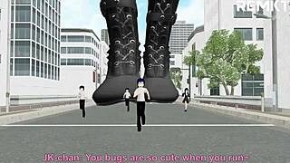 Giantess mmd anime babe rampages with lustful insertions stretching everything in wild hentai fetish frenzy