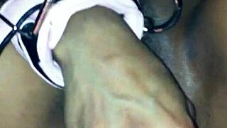 hidden cam catches ebony beauty drilled deep by maledom with dildo toys!