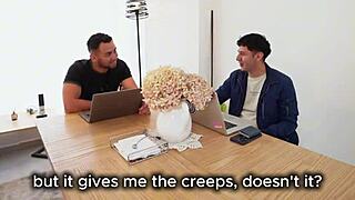 Hot young babe offers cash to mute latina employee for threesome fuck while stepmom sleeps