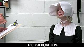 Security Officer Pounds Amish Thief Annie Archer's Tight Pussy