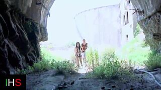 Outdoor pounding that slutty brunette feels incredible