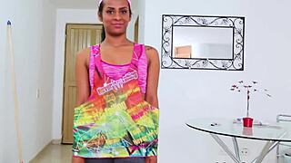 amateur teen maid teases with blowjob leading to creamy facial delight