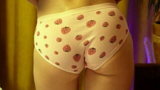 strawberry panties hugging her juicy round ass so tight 🍑💕