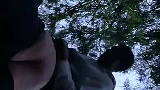 Sexy bbw milf bends for sunset backshots deep in forest