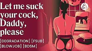 Submissive brat bound for rough facial in intense bdsm roleplay