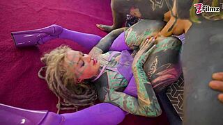 Alternative anal slut rides monster cock till face drips cum