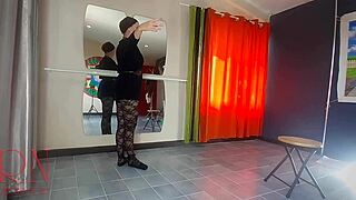 Spank That Ballerina Ass! Teacher Face Fucks Regina Noir in Fishnets!