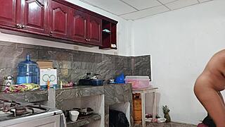 Curvy Latina Prepares Tasty Dinner Seductively