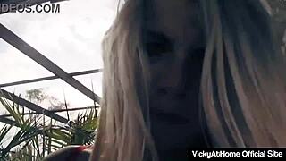 Vicky Vette Toys Her Pussy Before Big Tit Cumshot Blast