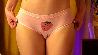 strawberry panties hugging her juicy round ass so tight 🍑💕