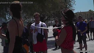 Holy Shit, Curvy Petite Euro Babe BDSM Bound And Flashed Publicly On Streets!