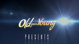 Young Shaved Redhead Sweetie Lifts Skirt for Old Man's Deepthroat Blowjob