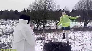 wanna see my horny girlfriend deepthroated and fucked rough outdoors in snow?