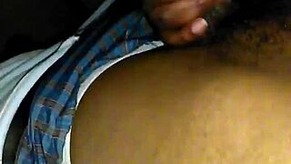 Curvy ebony beauty rides daddy's monster cock with deep blowjob and swallow