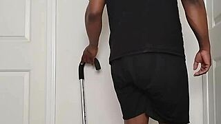 morning strip opens wide ass for view