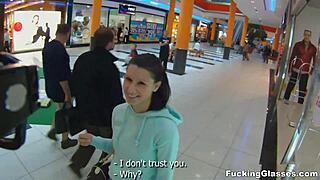 suggestive public restroom pound with glasses teen building to intense orgasm blowjob ride