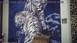 glasses brunette babe backstage feels italian machine pound her big tits pussy hard