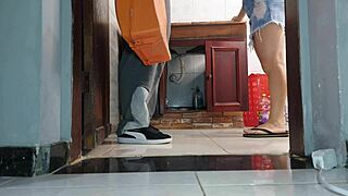 skirtless housewife welcomes plumber neighbor bareback cowgirl