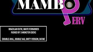 Brazilian cutie Maite Fernandes endures dirty double anal DAP DVP