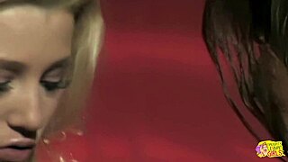 Blonde's single kiss arouses brunette for intense lesbian licking