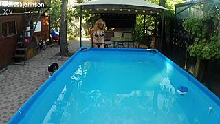 Milf melissa dives into pool with tattoos