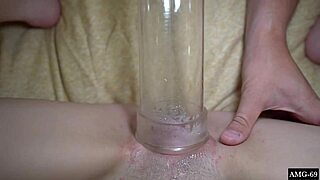 teen pumps clit vacuums small tits in intimate closeup