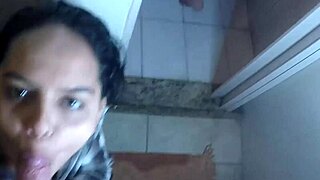 Morena's Steamy Blowjob Leads to Creampie on Blonde in Shower Heat