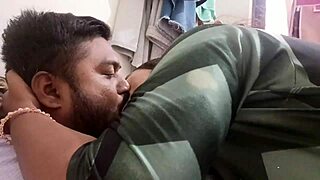 desi indian couple moans in close-up homemade pussy pounding